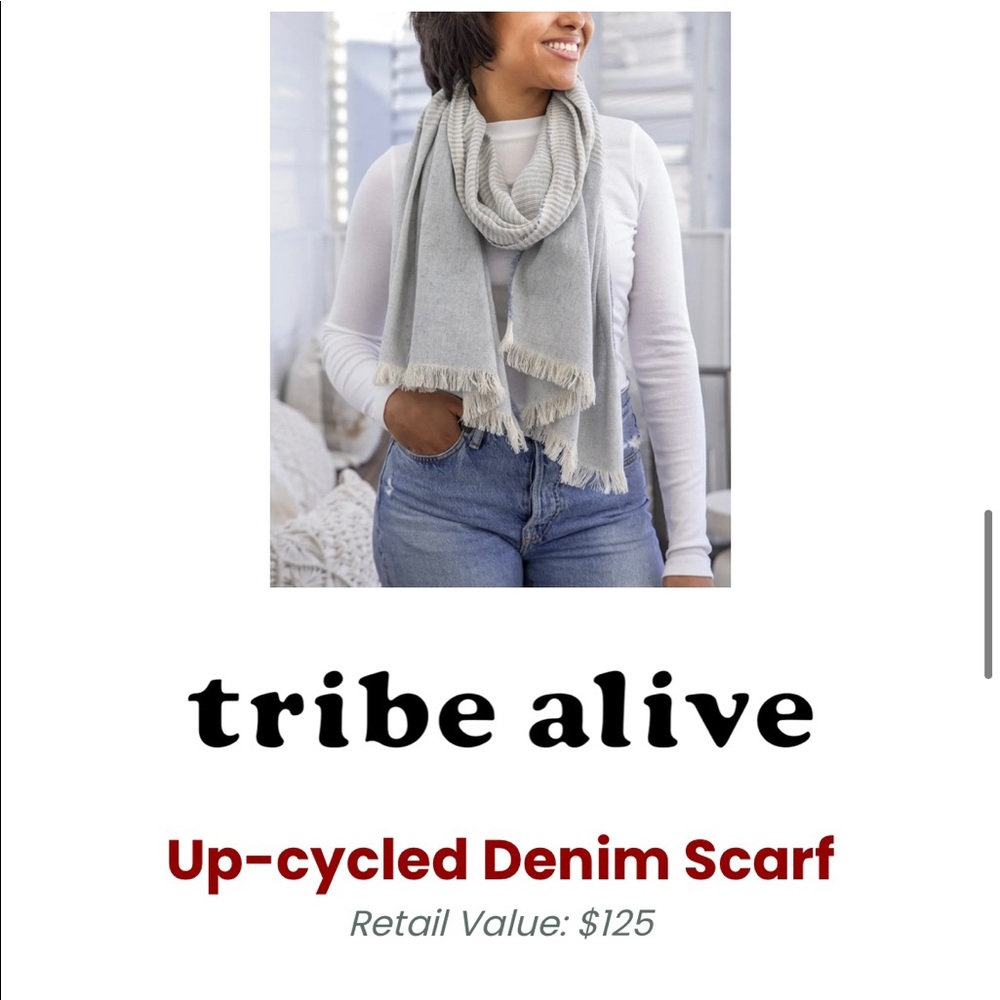 Tribe alive Upcycled Denim Scarf,Brand New.